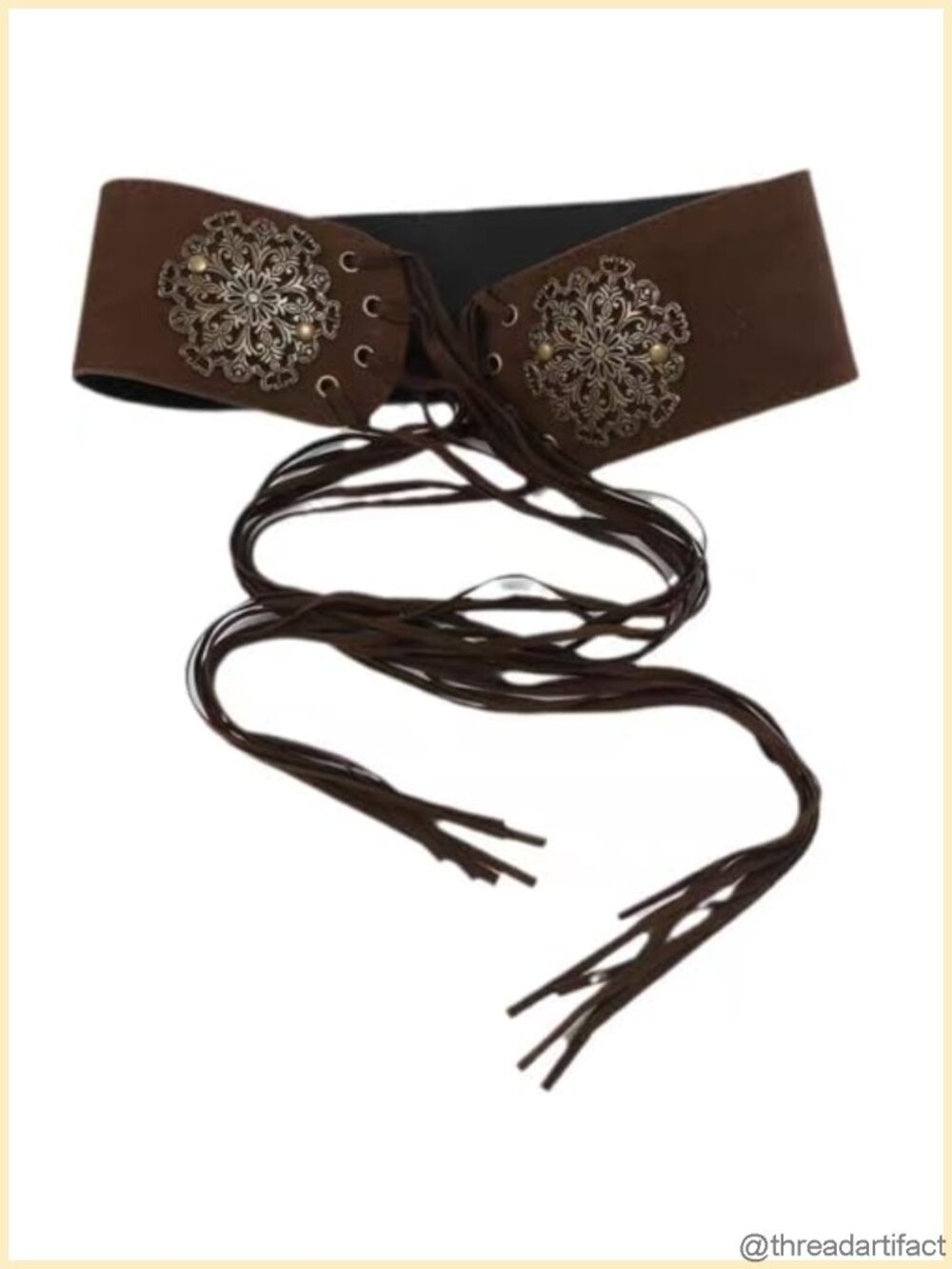 Faux Leather Disc Wide Waist Belt Western Boho Woven Suede Cinch Tie